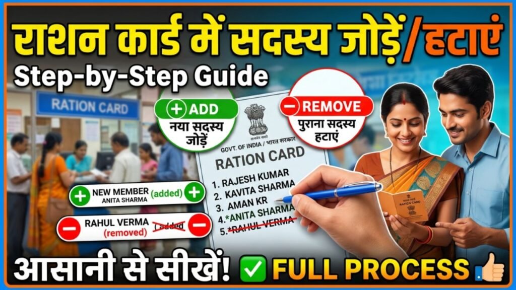 ration card member add or remove